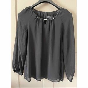 Black Sheer Lined Blouse Top Size M